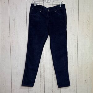 Athleta Solid Slim Corduroy Navy Blue Button Up Pants Women’s Size 8